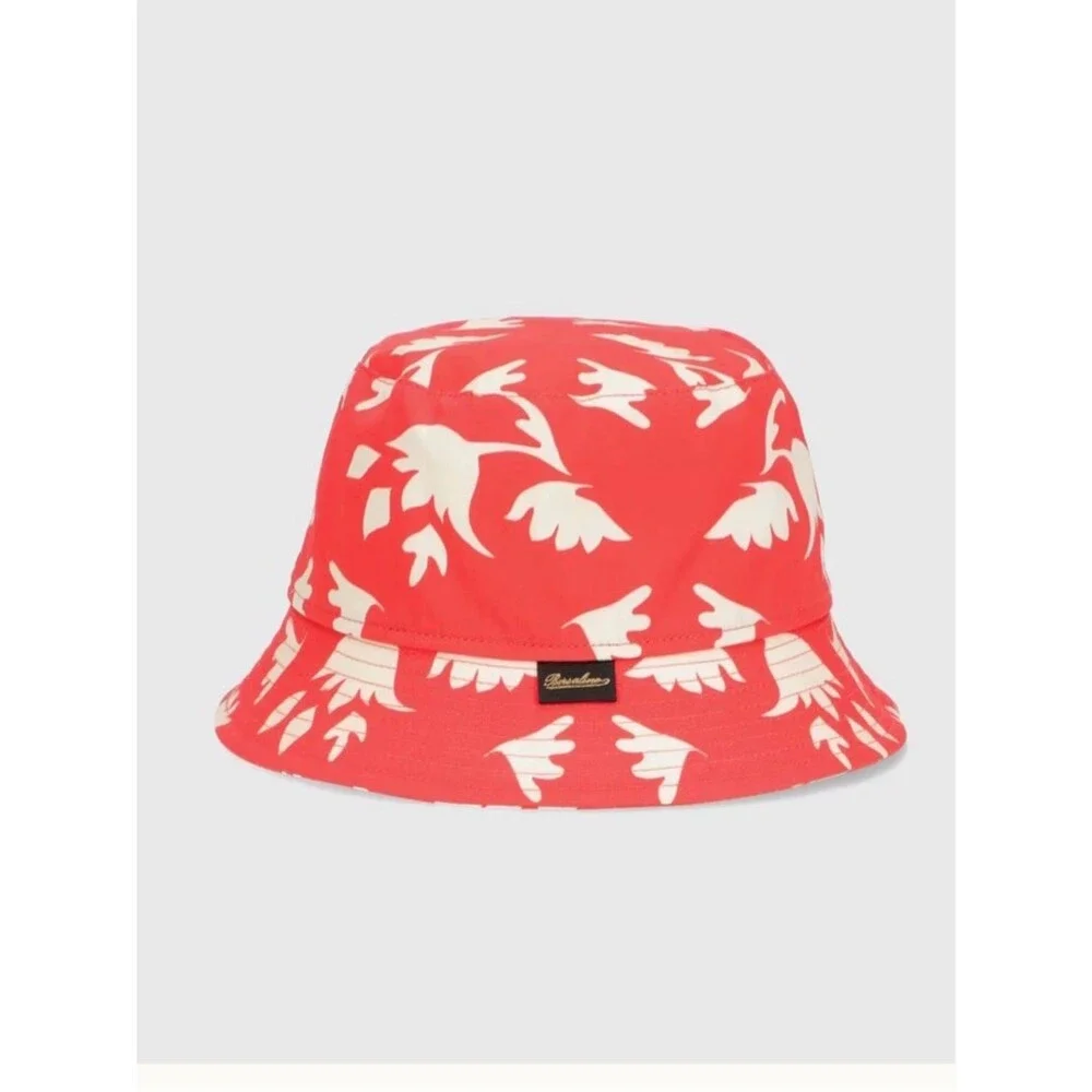 Borsalino Mistero Bucket Hat Red Floral Unisex Medium Cotton Summer MSRP $225